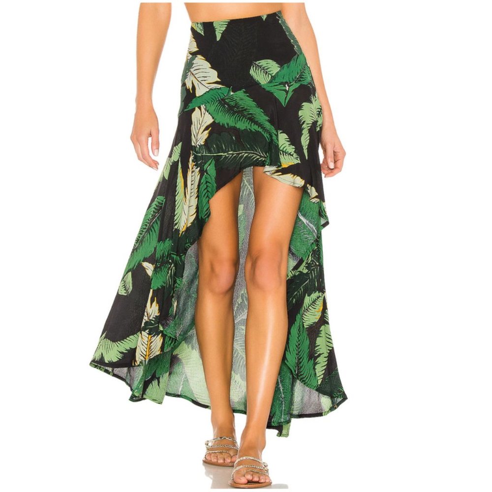 Beach Riot Rachel Palm Leaf Skirt - Black - Picture 1 of 6